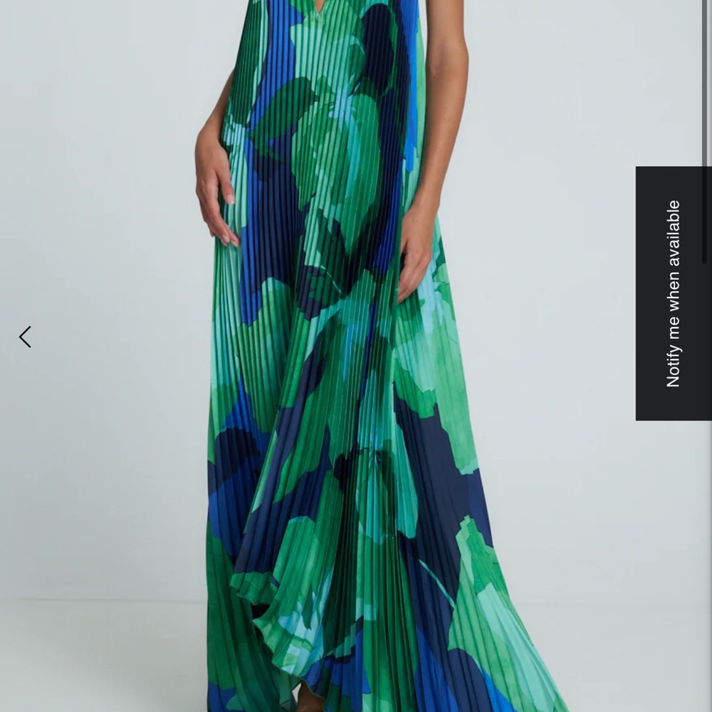 Vibrant Green and Blue Floral Maxi Dress